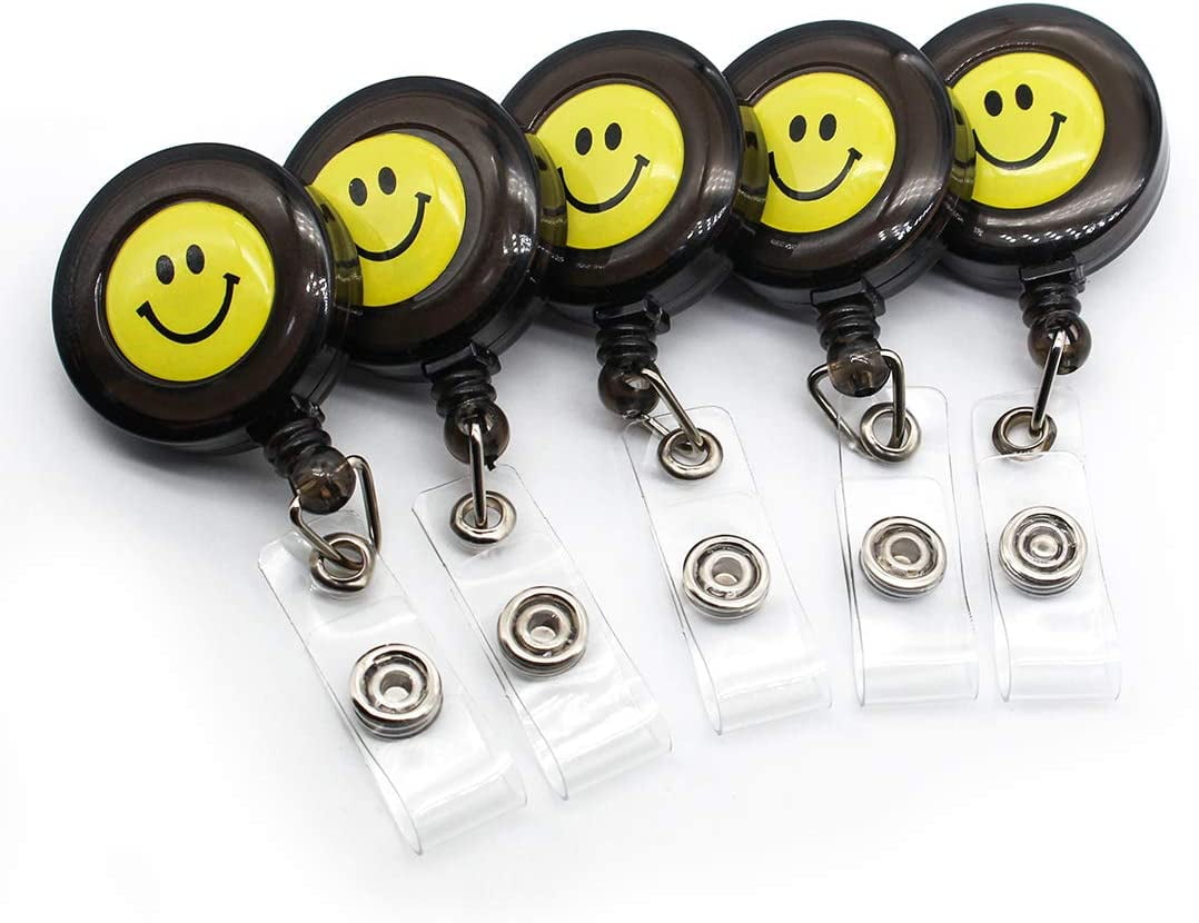 Pack of 5 Retractable Badge Holder ID Badge Metal Reel Clip On Card