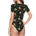 thumbnail image 4 of Daiia Bees print Women's Crew Neck Short Sleeve Bodysuit Fashion Tops Fit Casual Basic Extender Bodysuit-Small, 4 of 9