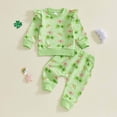 thumbnail image 2 of mgoYE Baby Boy Clothes 9-12 Months St Patricks Day Baby Boy Girl Outfit Infant Shamrock Print Sweatshirts Pants Set Toddler Cute Top Suit Clothes(Green,3-6 Months), 2 of 7