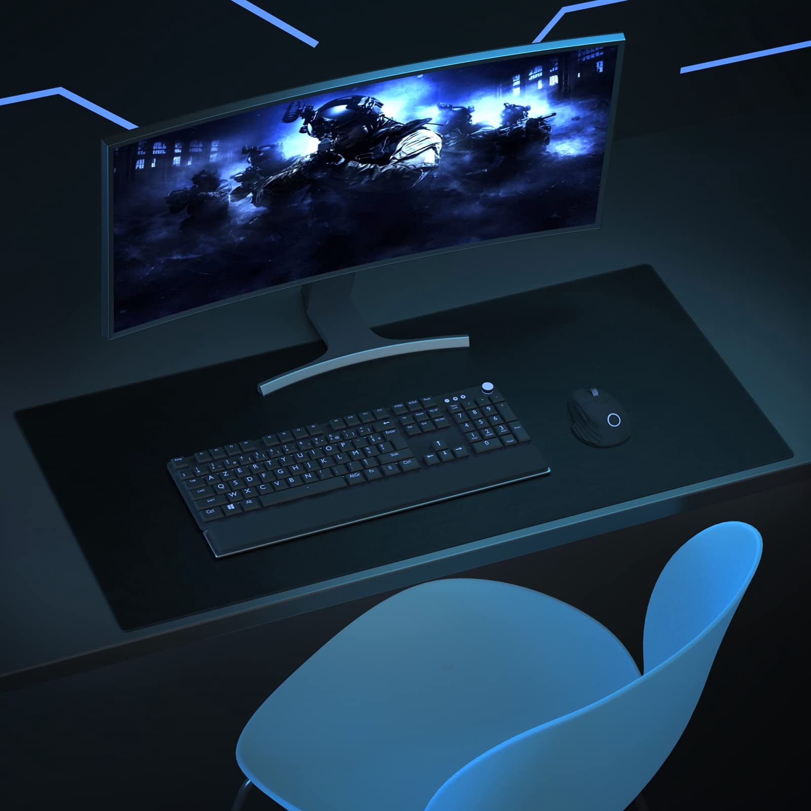 XL Extended Gaming Mouse Pad, 36x17 In, Black, Waterproof Non-Slip Desktop Mat
