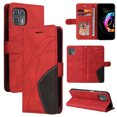 thumbnail image 1 of Compatible Motorola Edge 20 Lite Case, Leather Wallet Case Stand View Magnetic Clasp Book Flip Folio Phone Cover - Red, 1 of 5
