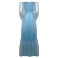 Quealent Prom Dresses for Teens 2024 Puffy Sleeve V Neck Tea Length Formal Evening Party Gowns
