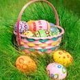thumbnail image 3 of JOYIN 3 Pcs Easter Bamboo Woven Basket with 3 Colors for Kids Easter Grass Gift Basket with Handle Easter Egg Hunt Party Favors Treats Goodie, 3 of 9