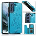thumbnail image 3 of Asuwish Compatible with Samsung Galaxy S21 FE 5G Wallet Phone Case Tempered Glass Screen Protector and Flower PU Leather Card Holder Stand Cell Cover for S 21 EF S21FE5G UW S21FE 21S G5 6.4 inch Blue, 3 of 6