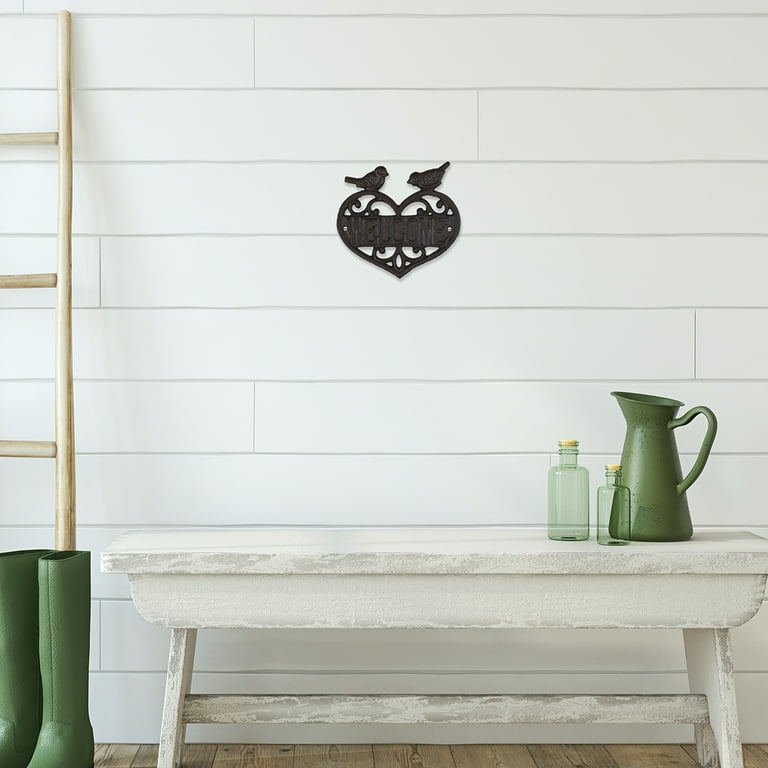 Rustic Metal Love Birds Welcome Heart Door Sign Wall Art Front Porch Home Decor Rustic Metal Love Birds Welcome Heart Door Sign Wall Art Front Porch Home Decor