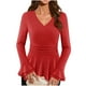 thumbnail image 3 of RKSTN Women's Dressy Sparkly T Shirts Oversized V Neck Glitter Sparkly Long Sleeve Shirt Top Womens Casual Solid Plus Size Sequined Loose Fits Comfy Tee Party Club Night Blouses Fall Spring Clothes, 3 of 9