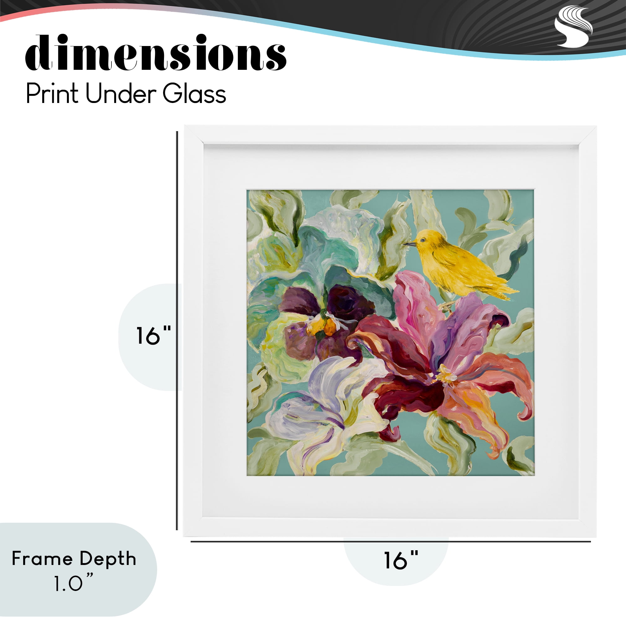 Stupell Industries Lyrical Garden Canary White Framed Print Under Glass, design by Lanie Loreth