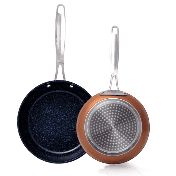 Nuwave Cookware Set - 2PC Rustic Copper Duralon Blue Ceramic Non-Stick Cookware Set