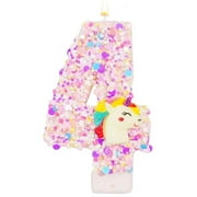 0-9 Number Birthday Candle,Happy Birthday Cake Candle， Unicorn Themed Party Supplies