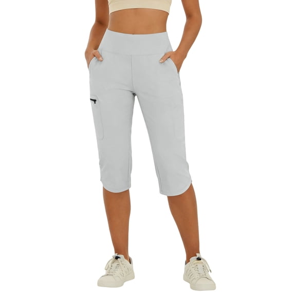 BLVB Womens Capri Yoga Pants with Pockets High Waist Workout Yoga Pants Knee Length Leggings for Casual Workout