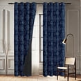 thumbnail image 4 of Vargottam Paisley Floral Design Blackout Curtains - Set of 2 Panels, 42 x 96 Inches Each - Light Blocking & Thermal Insulated Drapes with Grommet Top for Bedroom & Living Room - Blue, 4 of 9