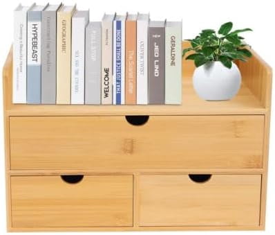 Desk Organizer Bamboo Tabletop Storage Organization Box For Office Home Supplies Small Desktop Simple Design Fit Vanity Mini Raw Wood Color Drawer Craft Cosmetic Letter Mail Sorter