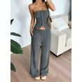 thumbnail image 3 of Summer Two Piece Sets for Women 2025 Ribbed Knit Tube Top Wide Leg Pants Casual Lounge Travel Outfits Set Grey L, 3 of 7
