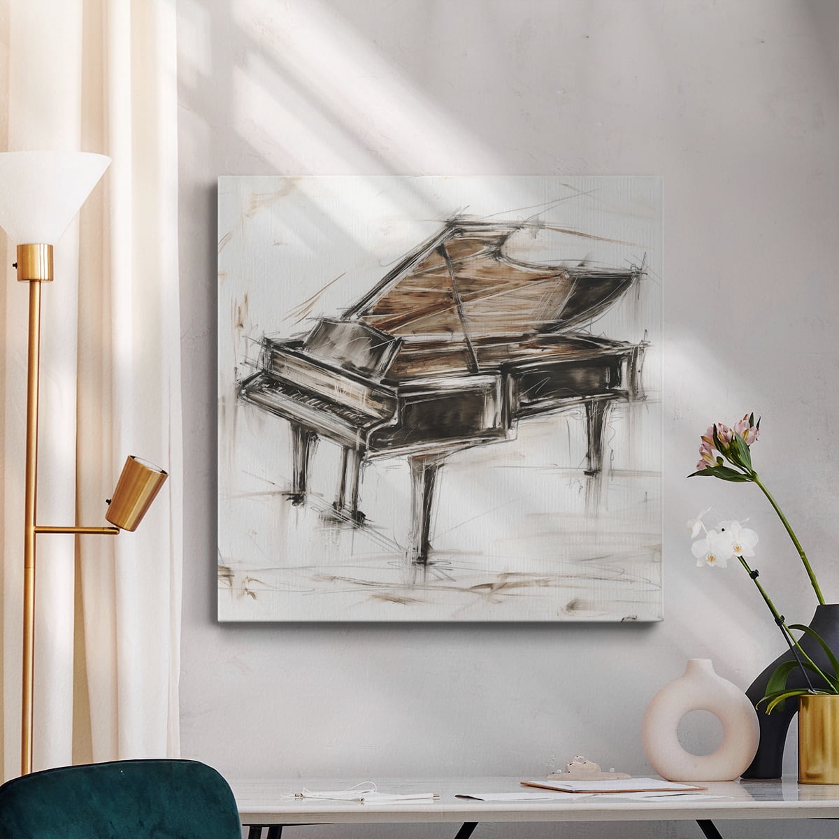 Wexford Home Grand Piano Study-Premium Gallery Wrapped Canvas, 24" x 24" - Ready to Hang