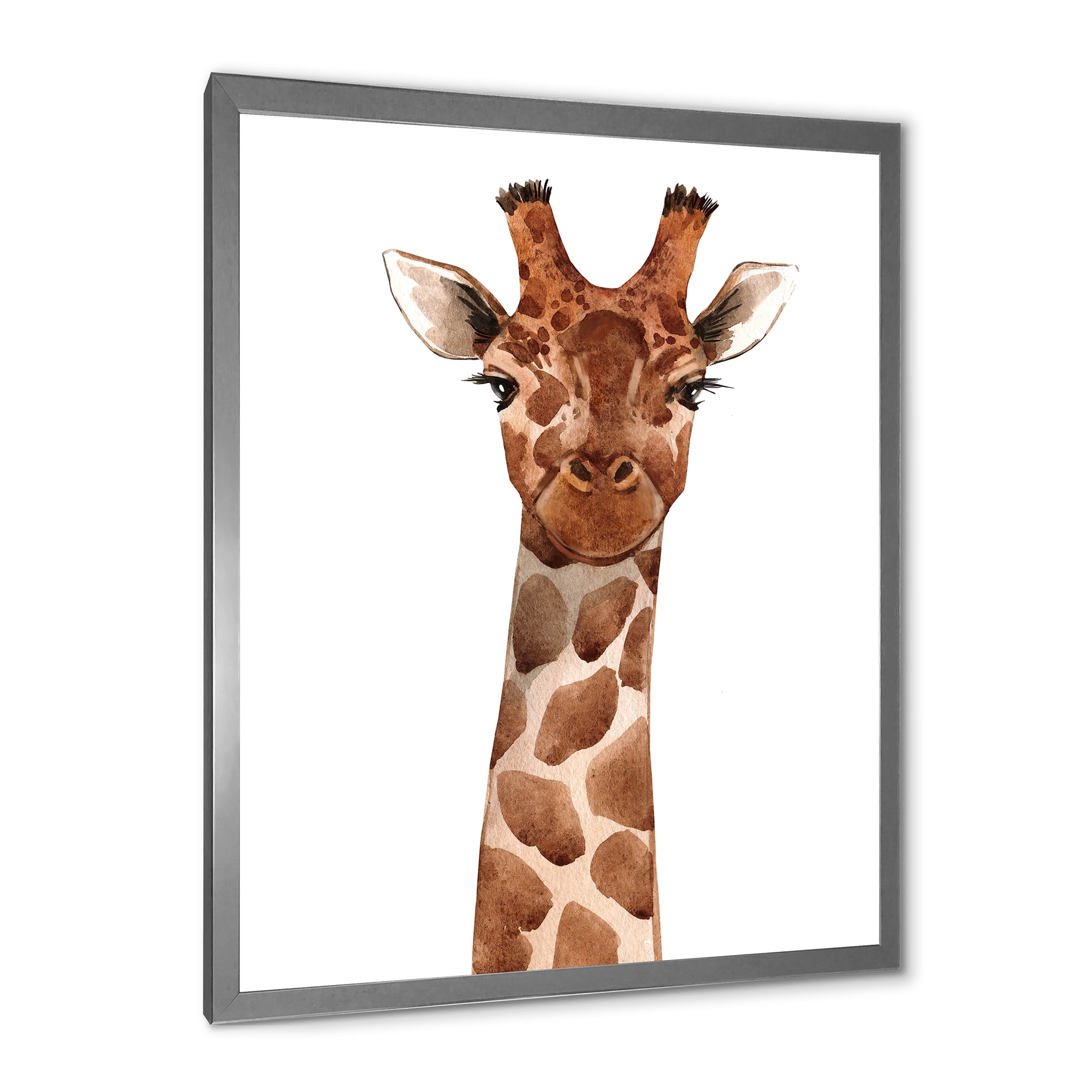 Designart 'Close Up Portrait of A Giraffe XI' Farmhouse Framed Art Print