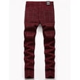 thumbnail image 2 of Pantalones a cuadros para hombre, estilo casual, elásticos, ajustados, pantalones chinos #2 Vino 30 #2 Vino 30 Xishao ropa, 2 of 2