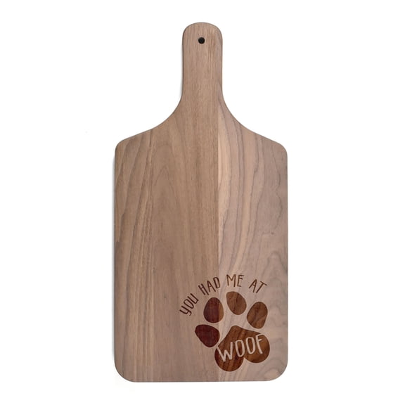 Creative Products You Had Me at Woof 8 x 17 Walnut Paddle Cutting Board