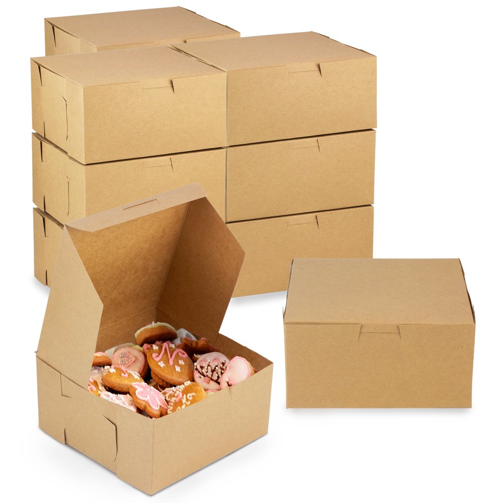 [25 Pack] Kraft Pie Boxes 6x6x3 Inch Brown Boxes for Baked Goods