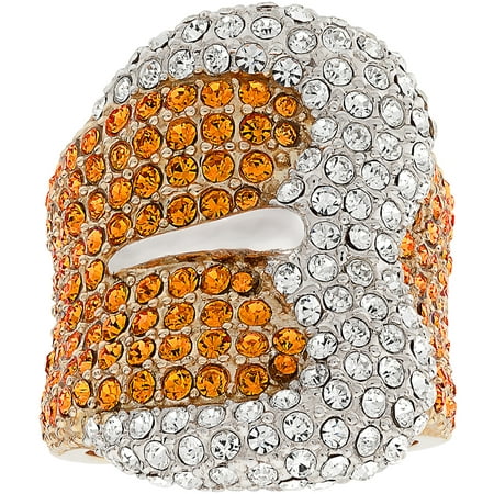 Two-Tone Crystal Buckle Ring