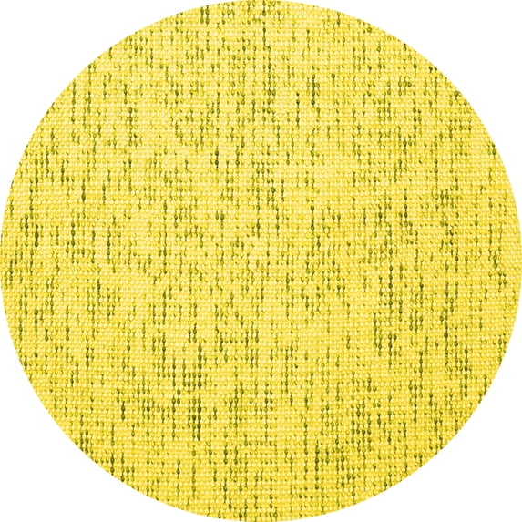 Ahgly Company Indoor Round Abstract Yellow Contemporary Area Rugs, 6' Round