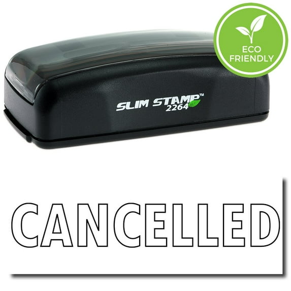Large Pre-Inked Cancelled Stamp (Outline Text) with Purple Ink