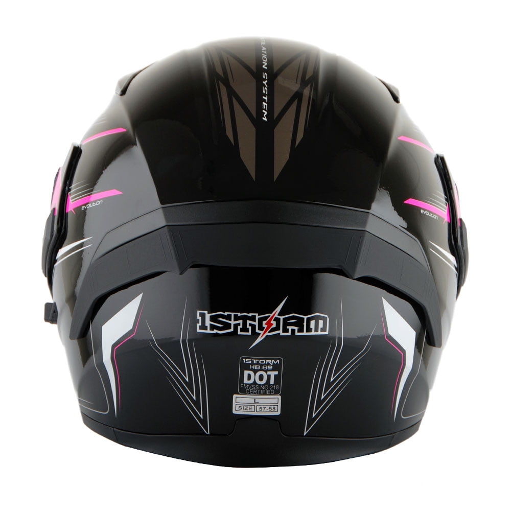 1Storm Motorcycle Modular Full Face Flip up Dual Visor Helmet + Spoiler: HB89 Storm Pink