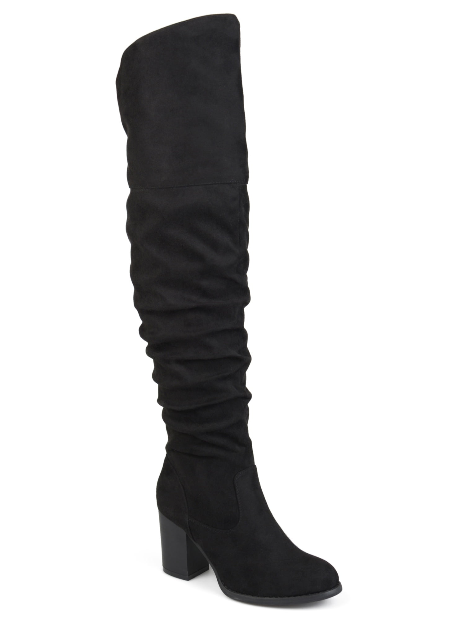 Women's Ruched Stacked Heel Faux Suede Over-the-knee Boots - Walmart.com