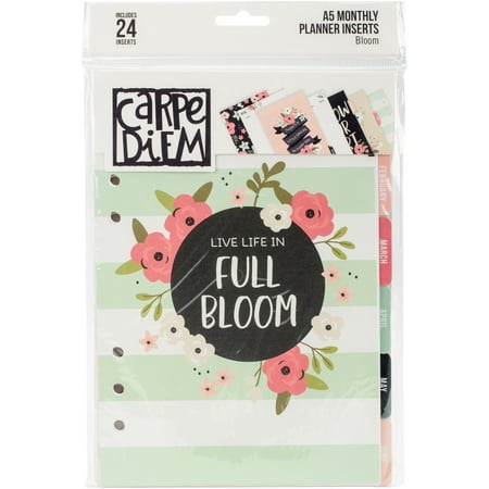 Carpe Diem Bloom Double-Sided A5 Planner Inserts Monthly, (Best A5 Planner Inserts)