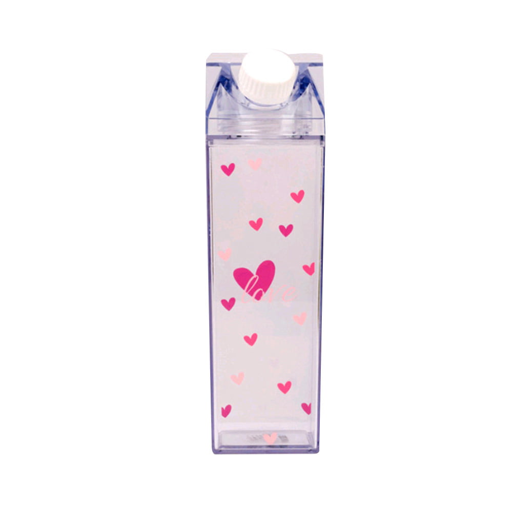 NEW Plastic Clear Transparent Milk Carton Water Bottle Drinkware Cup lemon