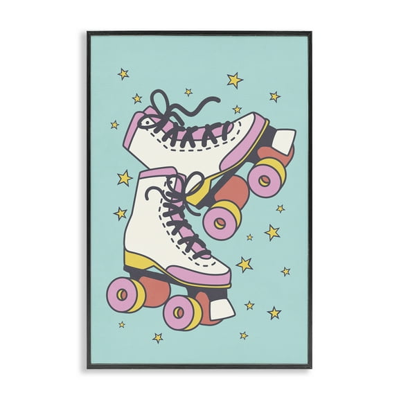Stupell Industries Vintage Roller Skates Novelty & Humor Painting Black Framed Art Print Wall Art, 12 x 18