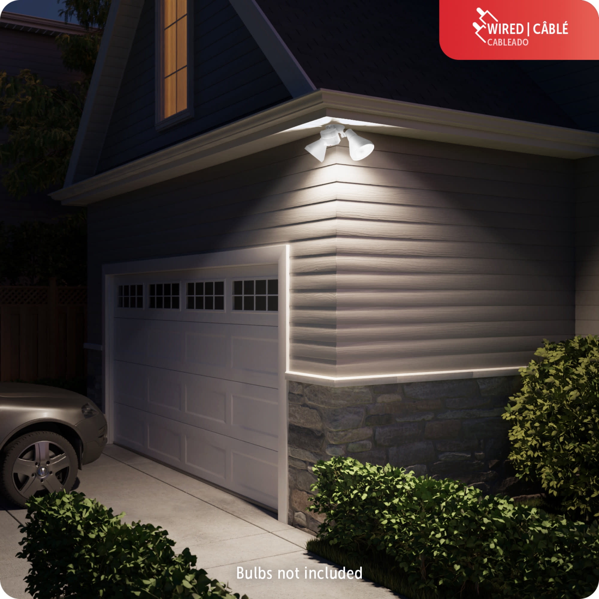 Globe Electric 91008610 Motion Double Light 5-13/16" Wide Outdoor Flood Light - Satin