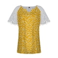 thumbnail image 3 of Mujeres Tops Casual verano encaje manga corta Split cuello túnica impresa camisetas camisetas Tops OAVQHLG3B Store lin121212, 3 of 4