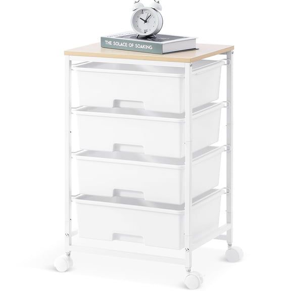 Carro organizador SYKIARIOL de 4 cajones, 4 niveles, con ruedas, blanco