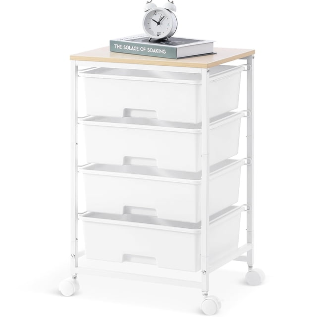 Carro organizador SYKIARIOL de 4 cajones, 4 niveles, con ruedas, blanco