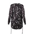thumbnail image 4 of Womens Dresses Clearance Plus Size Women's Trendy Pullover Off Shoulder Print Drawstring Ruched Long Sleeve Dress Gray L JE, 4 of 7