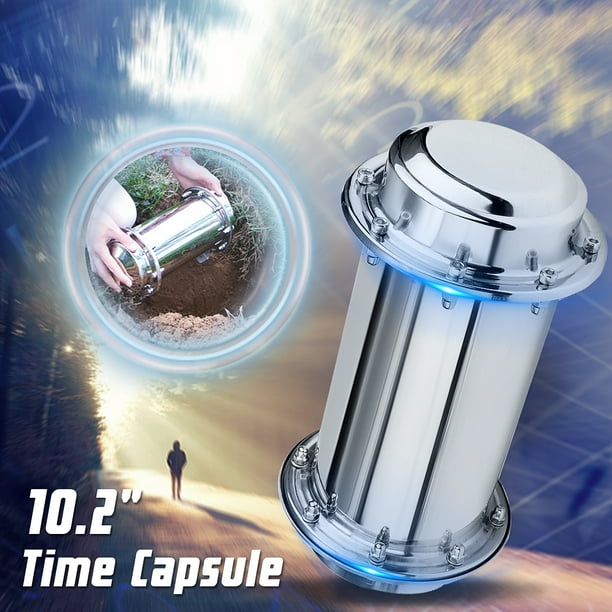 10.2'' Stainless Steel Time Capsule Lock Container Storage Waterproof