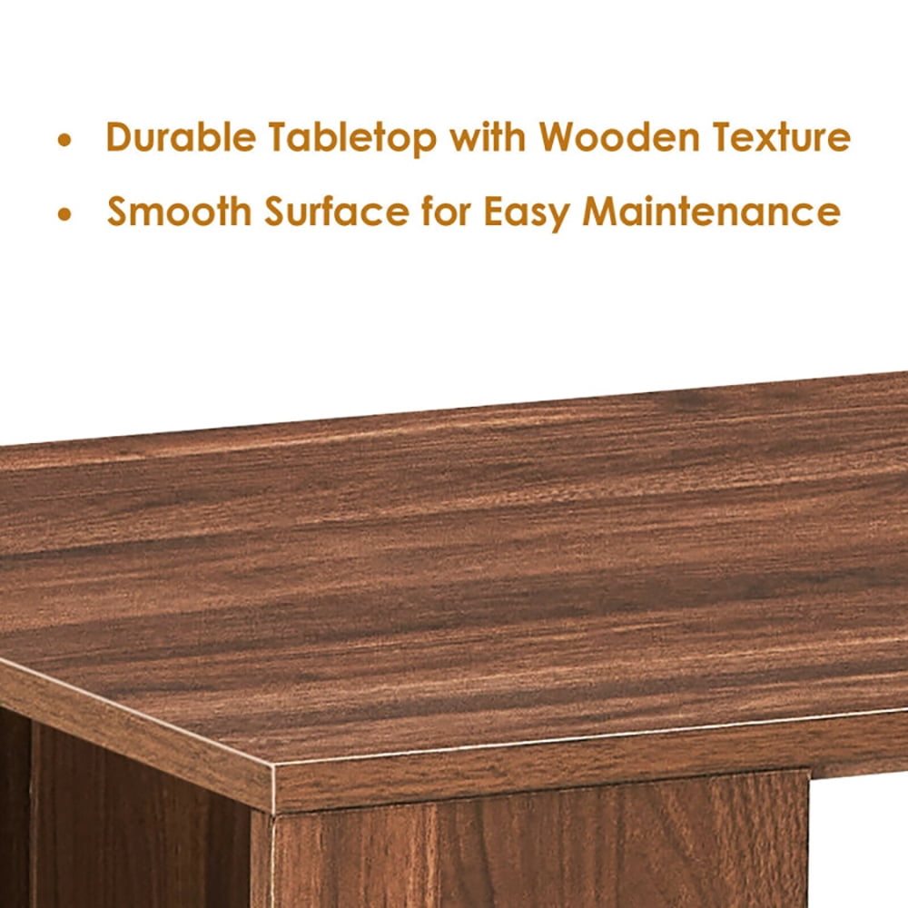 Finihen Coffee Table, Sofa Side Table with Storage Shelves, for Living Room, Reception Room, Office, Walnut Finihen Coffee Table, Sofa Side Table with Storage Shelves, for Living Room, Reception Room, Office, Walnut