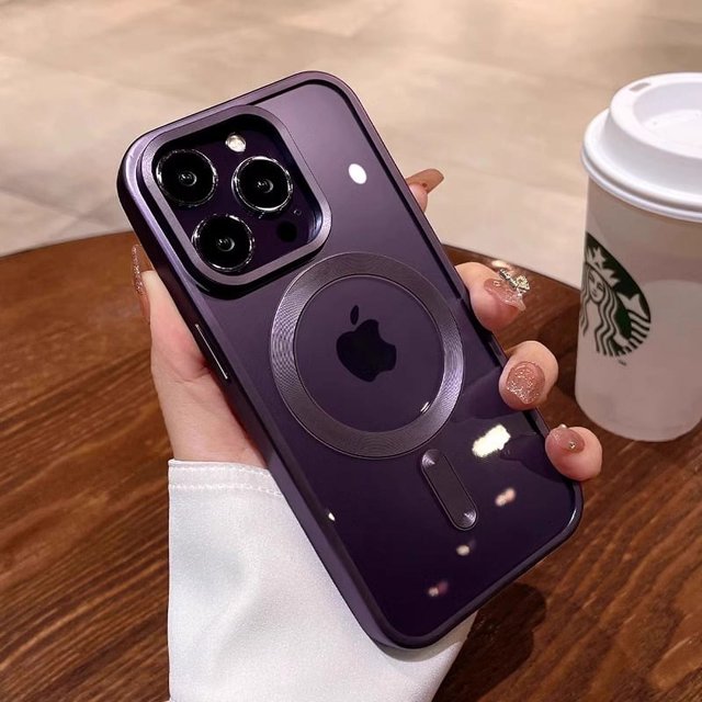 Matte Plating For Magsafe Magnetic Wireless Charge Case For iPhone 11 12 13 15 14 16 Pro Max Plus Soft Clear Shockproof Cover Dark Purple For iPhone 11Pro Max