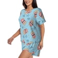 thumbnail image 2 of Rateoe I Am A Fan Popcorn Pattern Women's Short-Sleeved Pajama Set - 2 Piece Soft and Lightweight Sleepwear Set-Medium, 2 of 7