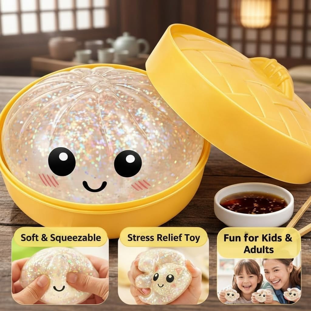 Squeeze Dough Ball Stress Relief Hand Toys - Random Dumpling Squishy Toy , 10 Colors Dumplings Squishy Toy, More Surprises(Random Color)