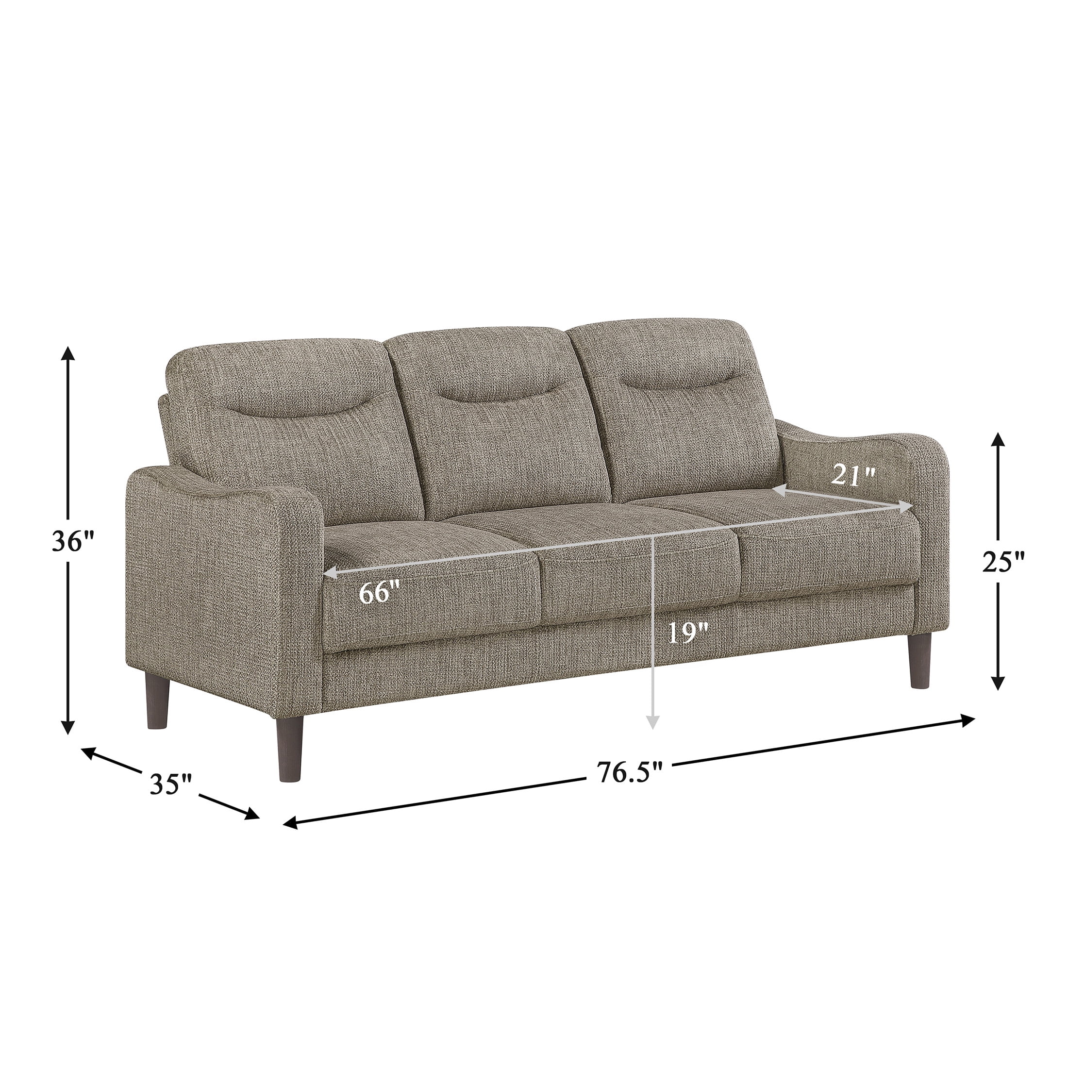 OakvillePark Ravello Chenille Sofa with Sloped Track Arms, Brown