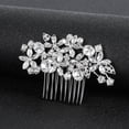 thumbnail image 2 of Nvzi -b Bridal Flower Wedding Hair Pins Crystal Pearl Hair Combs Clips Headpiece Gold Wedding Hair Accessories Jewelry with Rhinestone for Brides Bridesmaids Women Girls (Silvery), 2 of 2