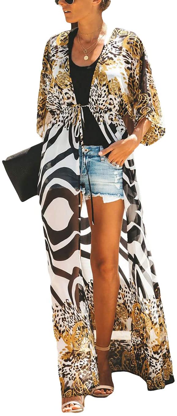 mueisuert Print Beach Kimono Cardigans 