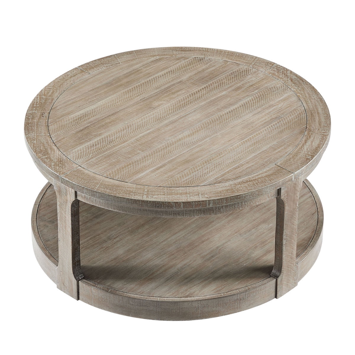 40inch Large Curved 2 Tier Traditional Round Circle Wooden Center Coffee Table,Rounded Table with Wheels,Mid Century Rustic Style Table for living Room,Office,Apartment,OAK