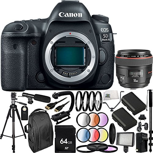 Canon EOS 5D Mark IV DSLR Camera with EF 50mm f/1.2L USM Lens (International Version, No Warranty) 30PC Accessory Bundle - Includes 64GB Memory Card + 2 Replacement LP-E6 Batteries + MORE