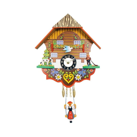 Alexander Taron 7.5" Engstler Battery-Operated Mini Cuckoo Wooden Wall Clock with Music and Chimes
