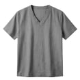 thumbnail image 4 of hoksml Men's V Neck Short Sleeve Cotton Linen T Shirt, Solid Color Breathable Casual Tops for Beach Daily Wear and Summer Casual, 4 of 8