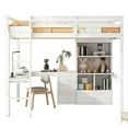thumbnail image 2 of Noble House Modern Full Size Loft Bed with Desk, Storage Shelves and Built-in Ladder, Pine Wood Frame with Guardrails, White, 2 of 19