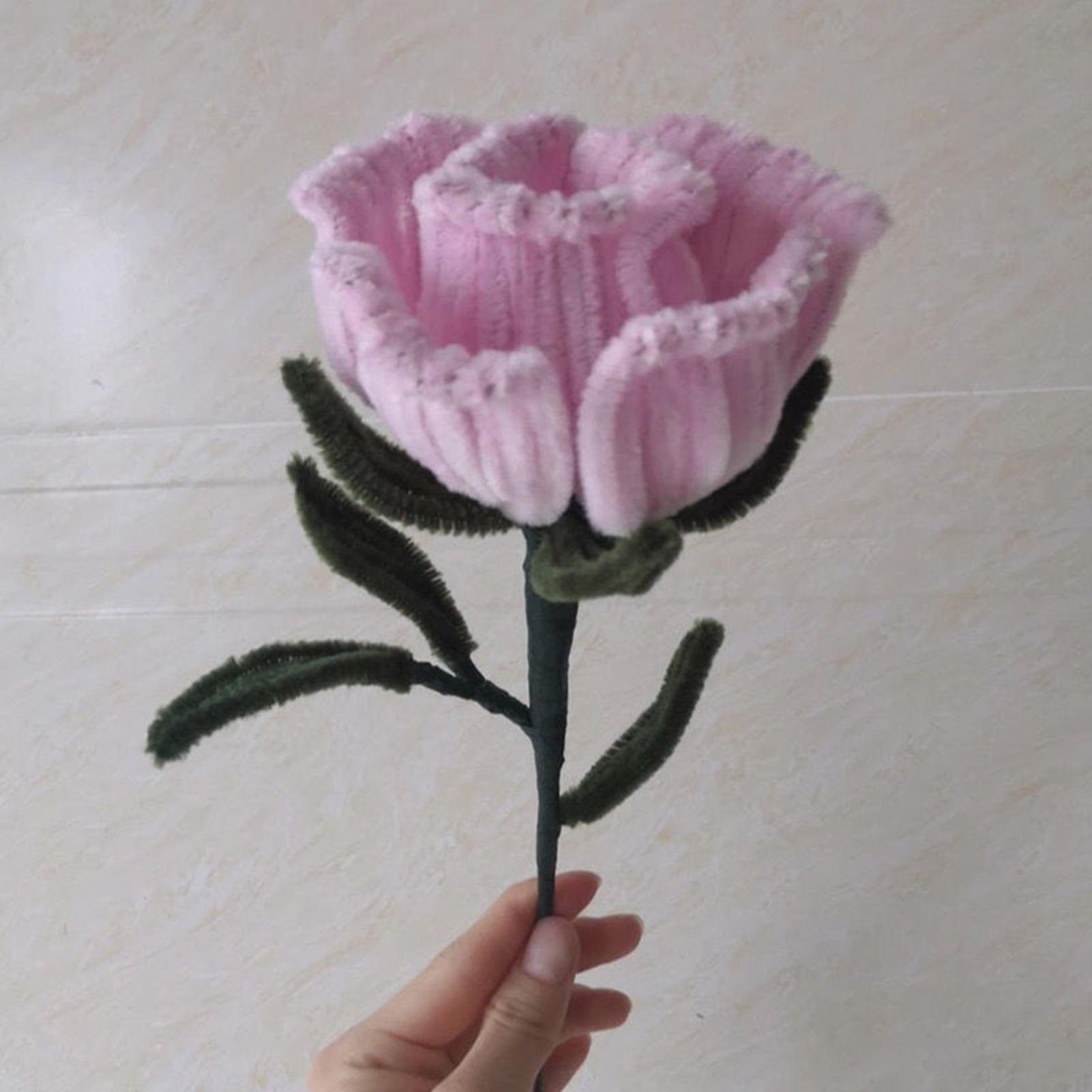 Yesbay Pipe Cleaners Crafts Colorful Chenille Stems Diy Tulip Bouquet Making Kit Flexible Bendable Wire Crafts with Handmade Tulips Perfect Birthday
