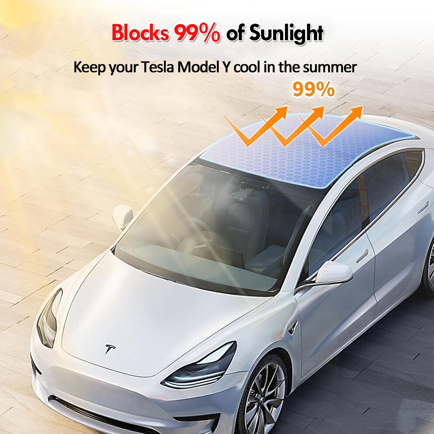 IC ICLOVER Sunshade Roof for Tesla Model Y [No Gaps, No-Sagging], 2020-2024 Tesla Model Y Accessories Heat Insulation Foldable Glass Roof Sun Shade Cover (2Pcs)